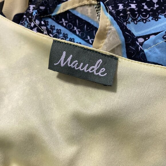 Anthropologie Maude Yellow Turquoise‎ Top Blouse  V-Neck Size Small - Picture 3 of 5